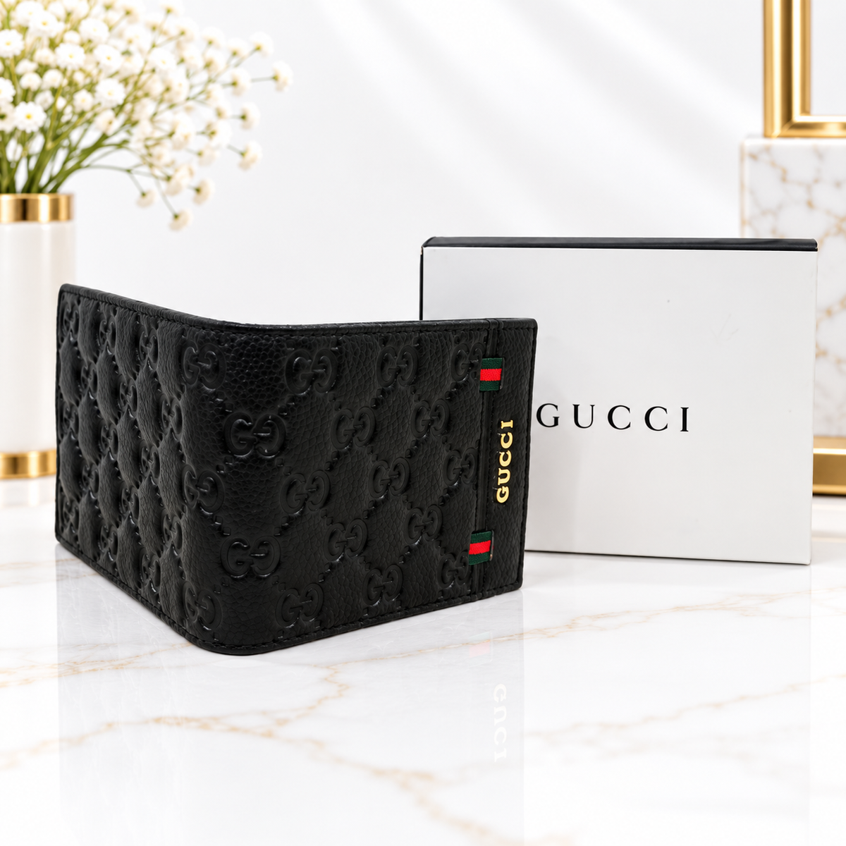 Gucci GG Embossed Web Stripe Bifold Wallet