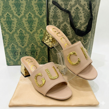 Gucci GG Logo Slide Heel Sandals