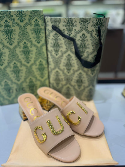 Gucci GG Logo Slide Heel Sandals