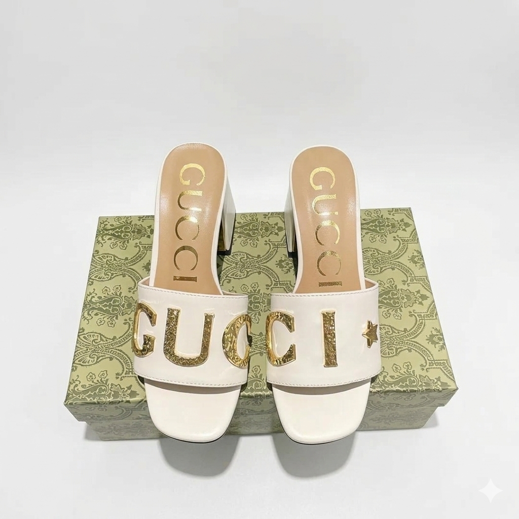 Gucci GG Logo Slide Heel Sandals