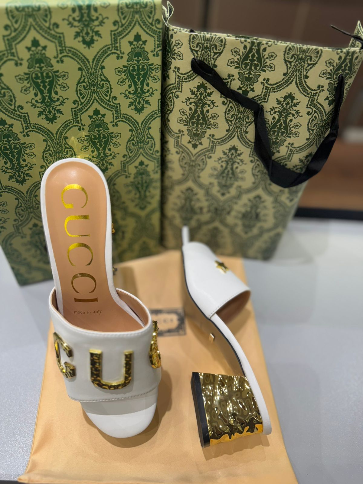Gucci GG Logo Slide Heel Sandals