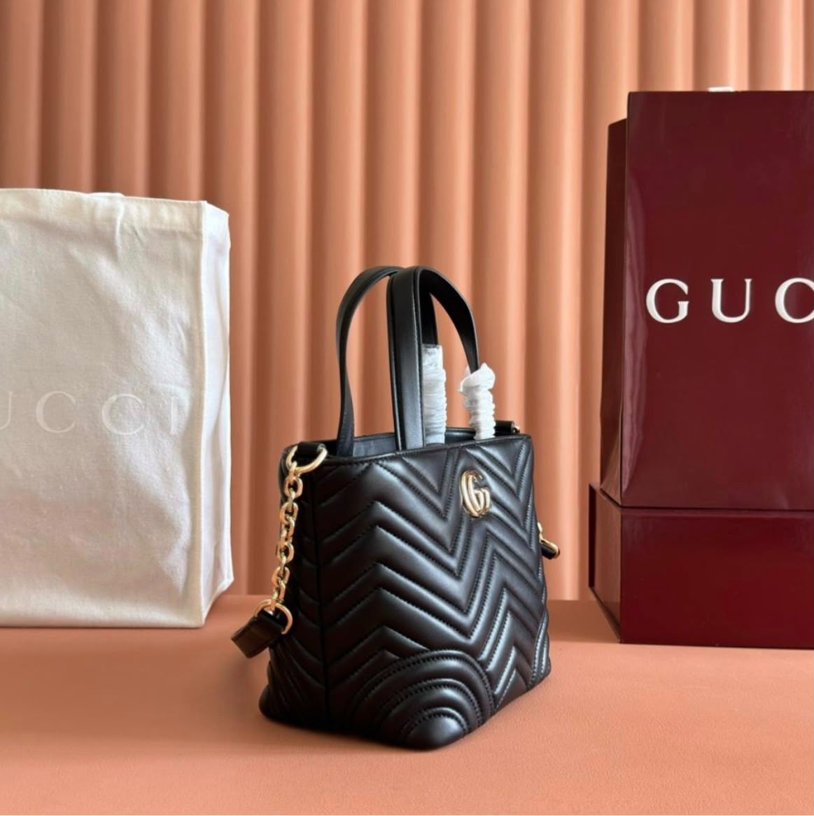 Gucci GG Marmont Chevron Mini Tote Bag