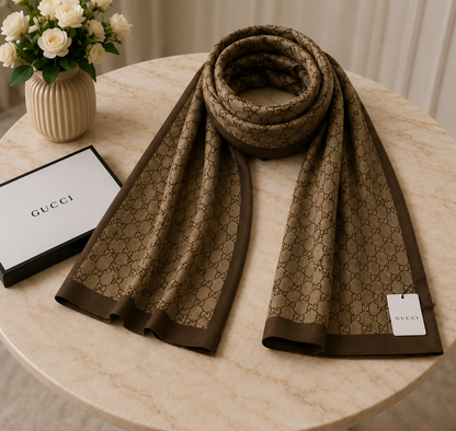 Gucci GG Monogram Classic Luxury Stole – Brown