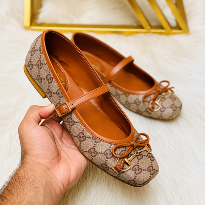 Gucci GG Monogram Horsebit Bow Mary Jane Flats