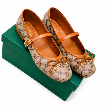 Gucci GG Monogram Horsebit Bow Mary Jane Flats