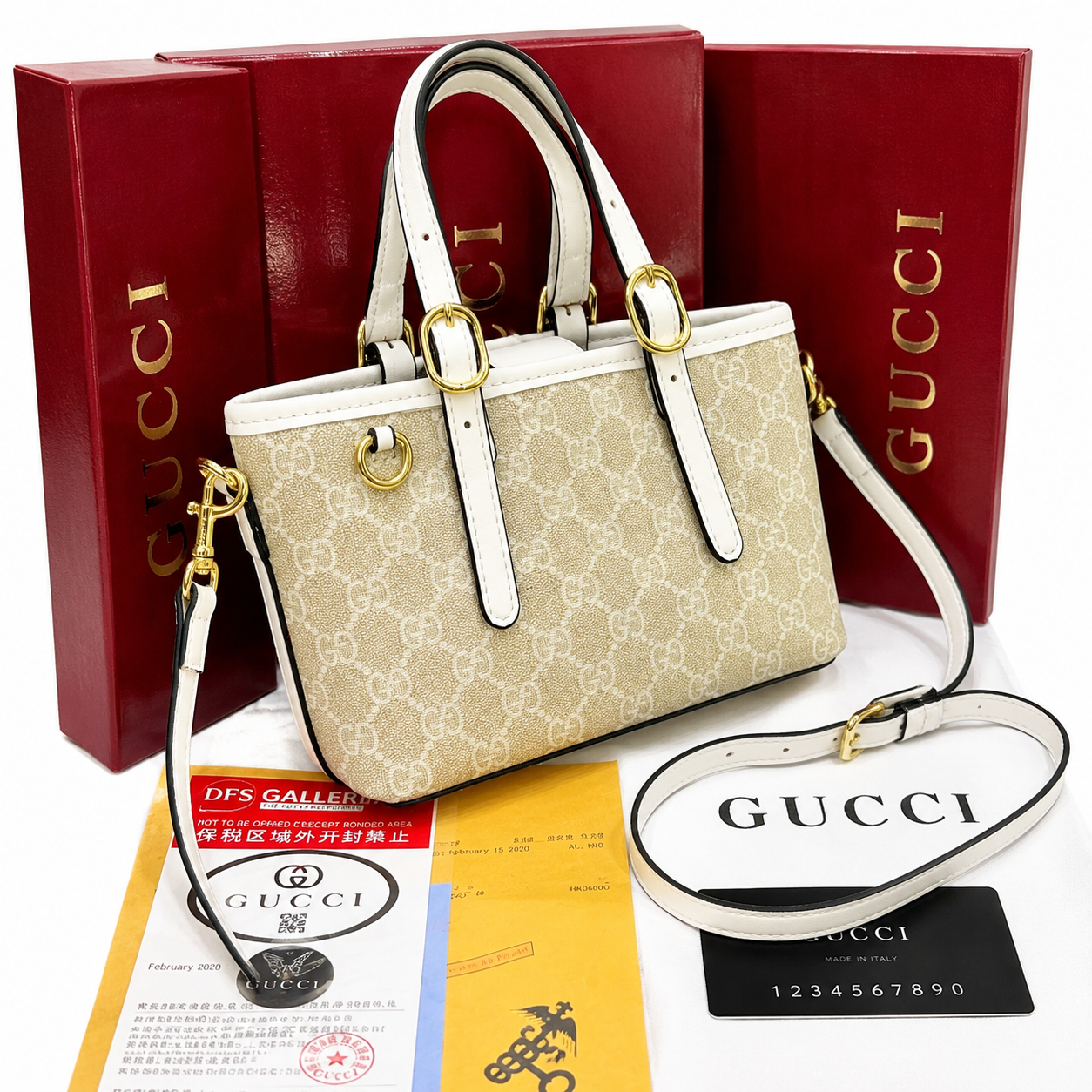 Gucci GG Monogram Mini Tote Crossbody Bag