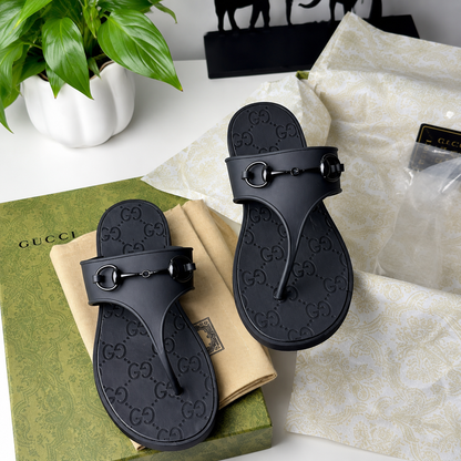 Gucci GG Monogram Thong Flat Sandals