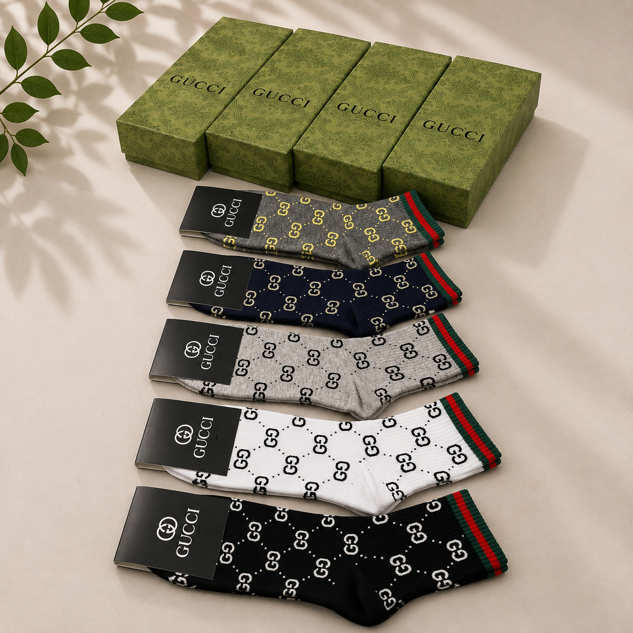 Gucci GG Monogram Web Stripe Premium Ankle Socks