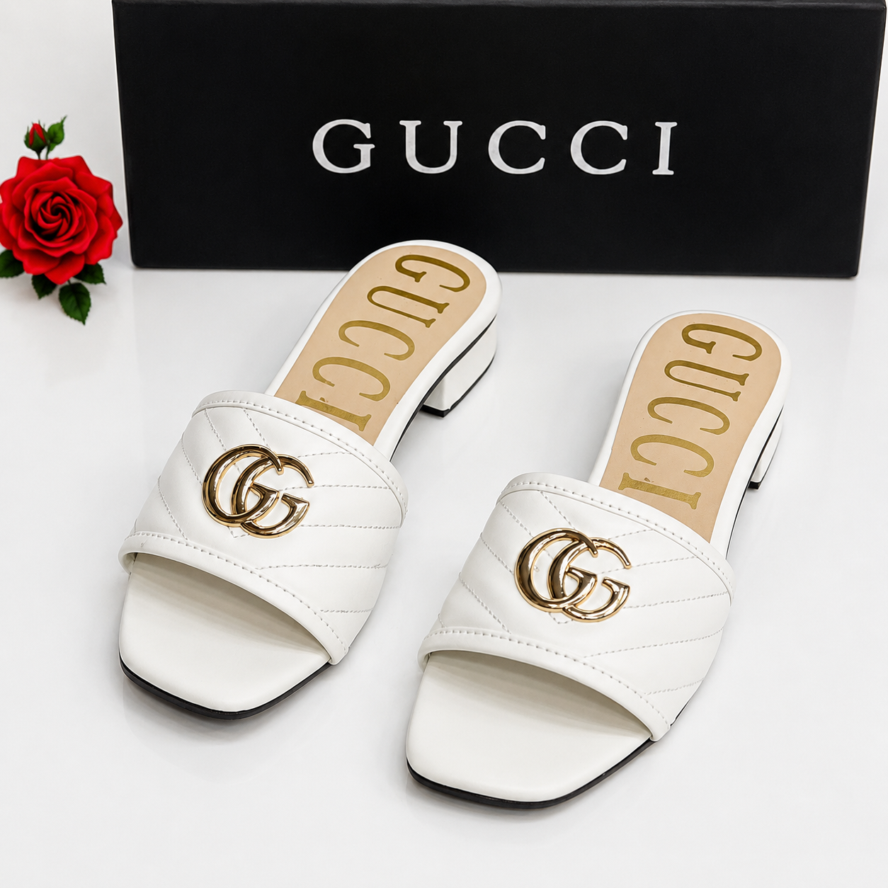 Gucci GG Quilted Slide Sandals