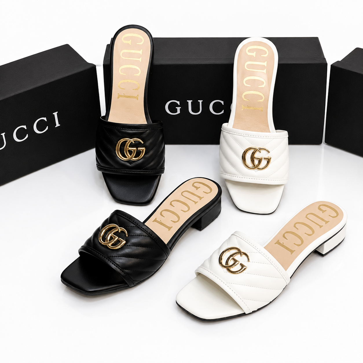 Gucci GG Quilted Slide Sandals