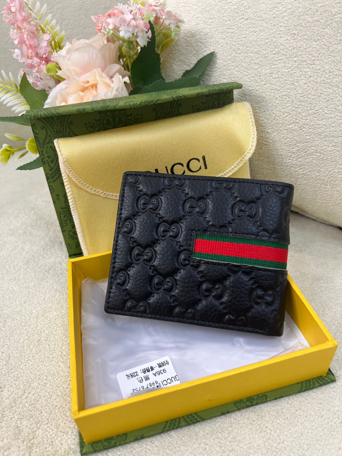 Gu-cci GG Stripe Leather Wallet Style