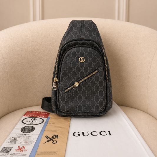 Gucci GG Supreme Black Sling Chest Bag Black