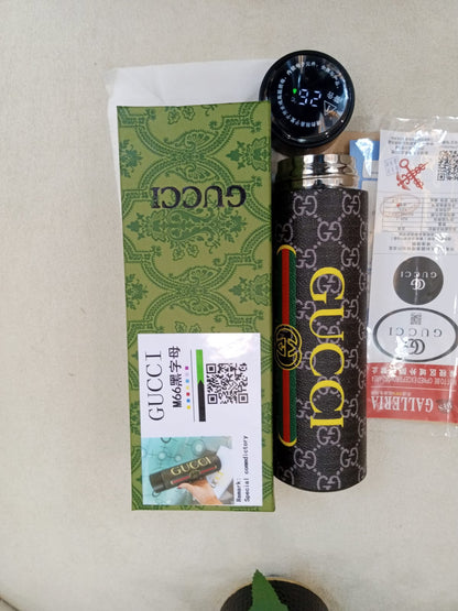 Gucci GG Supreme Logo Web Stripe Insulated Smart Temperature Water Bottle - Black