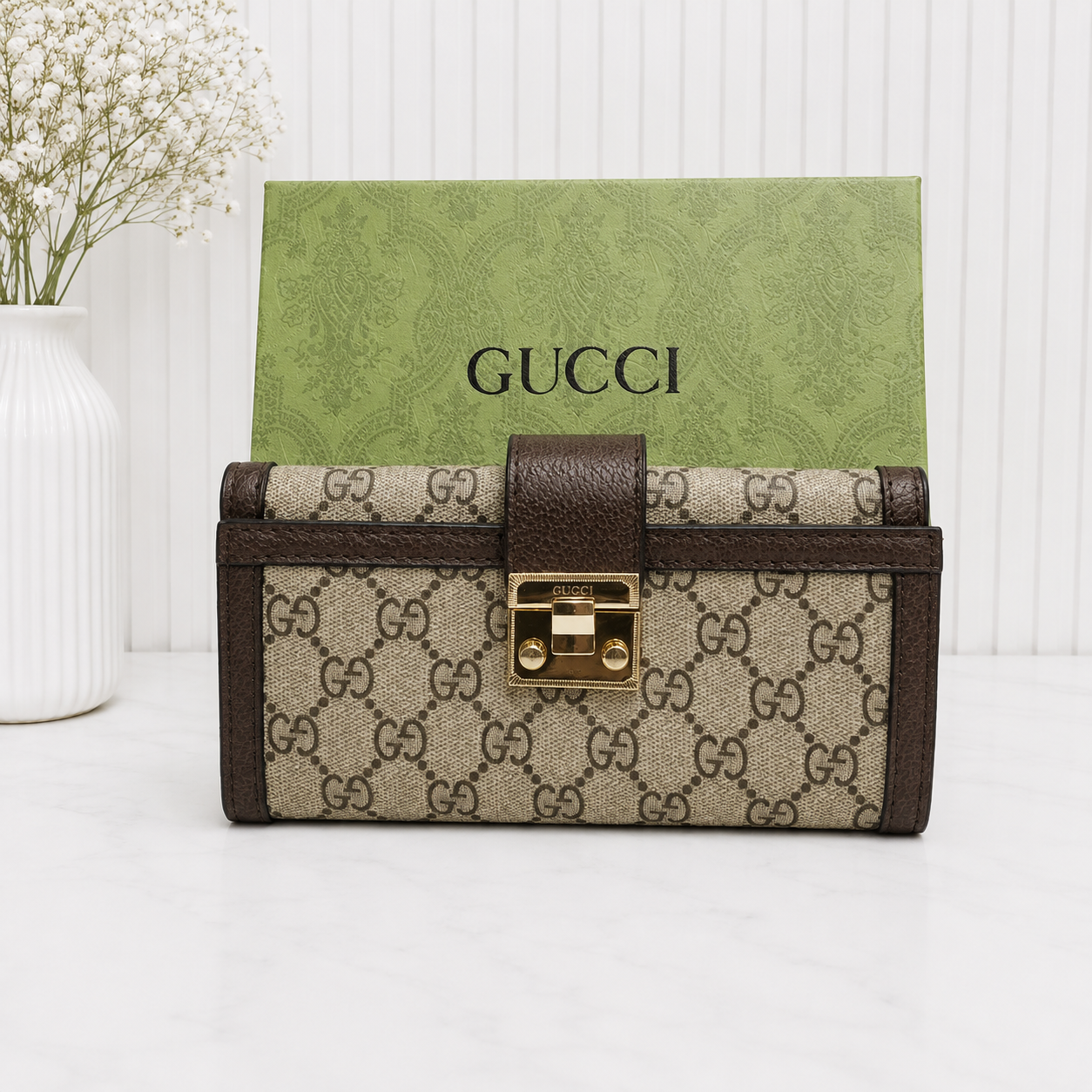 Gucci GG Supreme Padlock Continental Long Wallet