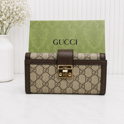 Gucci GG Supreme Padlock Continental Long Wallet