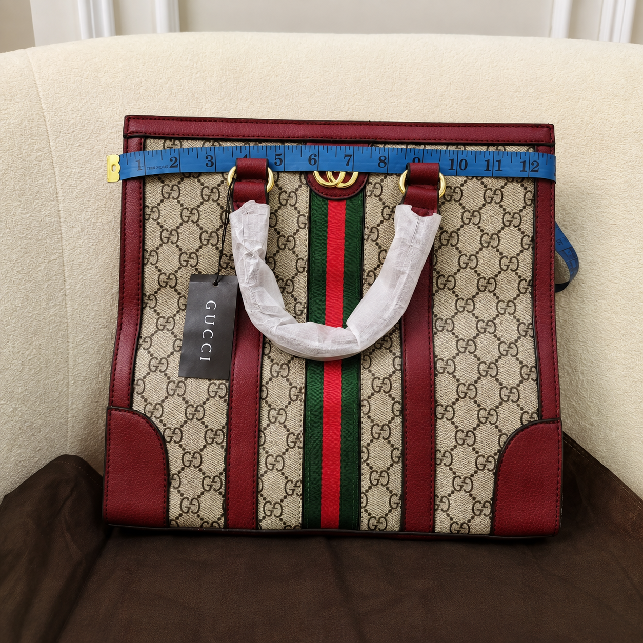Gucci GG Supreme Web Stripe Structured Tote Bag