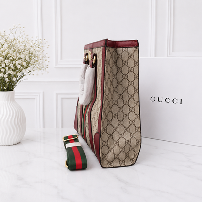 Gucci GG Supreme Web Stripe Structured Tote Bag