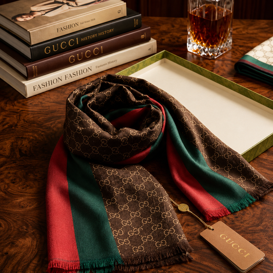 Gucci GG Web Stripe Luxury Shawl