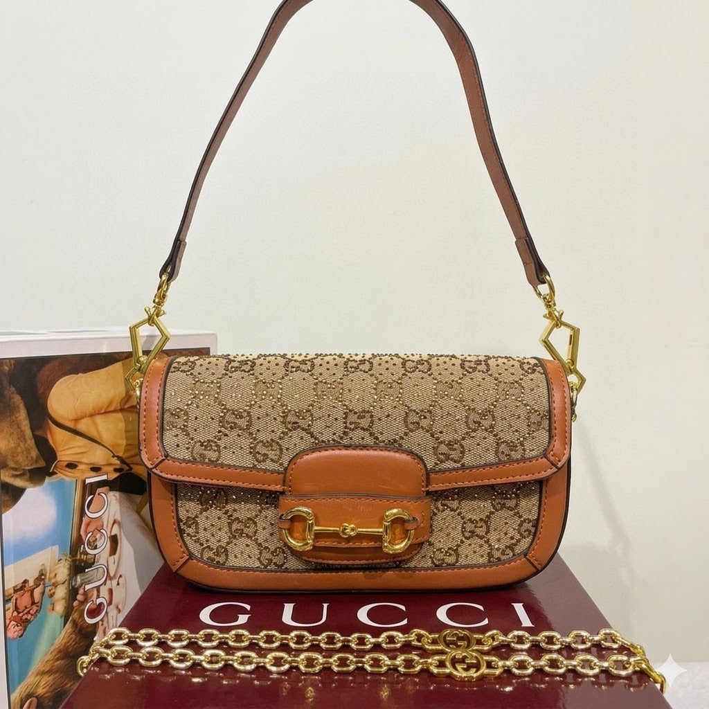Gucci Horsebit 1955 Crystal Shoulder Bag (Studded Variant)