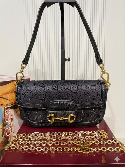 Gucci Horsebit 1955 Crystal Shoulder Bag (Studded Variant)