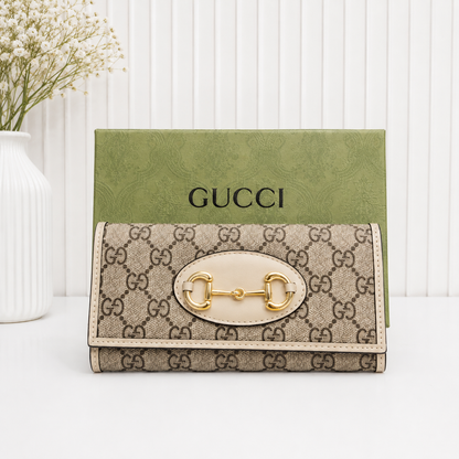 Gucci Horsebit 1955 GG Supreme Continental Long Wallet