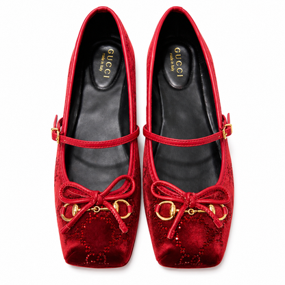 Gucci Horsebit Bow Mary Jane Ballet Flats