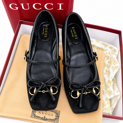 Gucci Horsebit Bow Mary Jane Ballet Flats