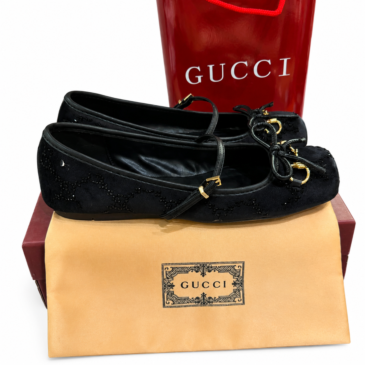 Gucci Horsebit Bow Mary Jane Ballet Flats