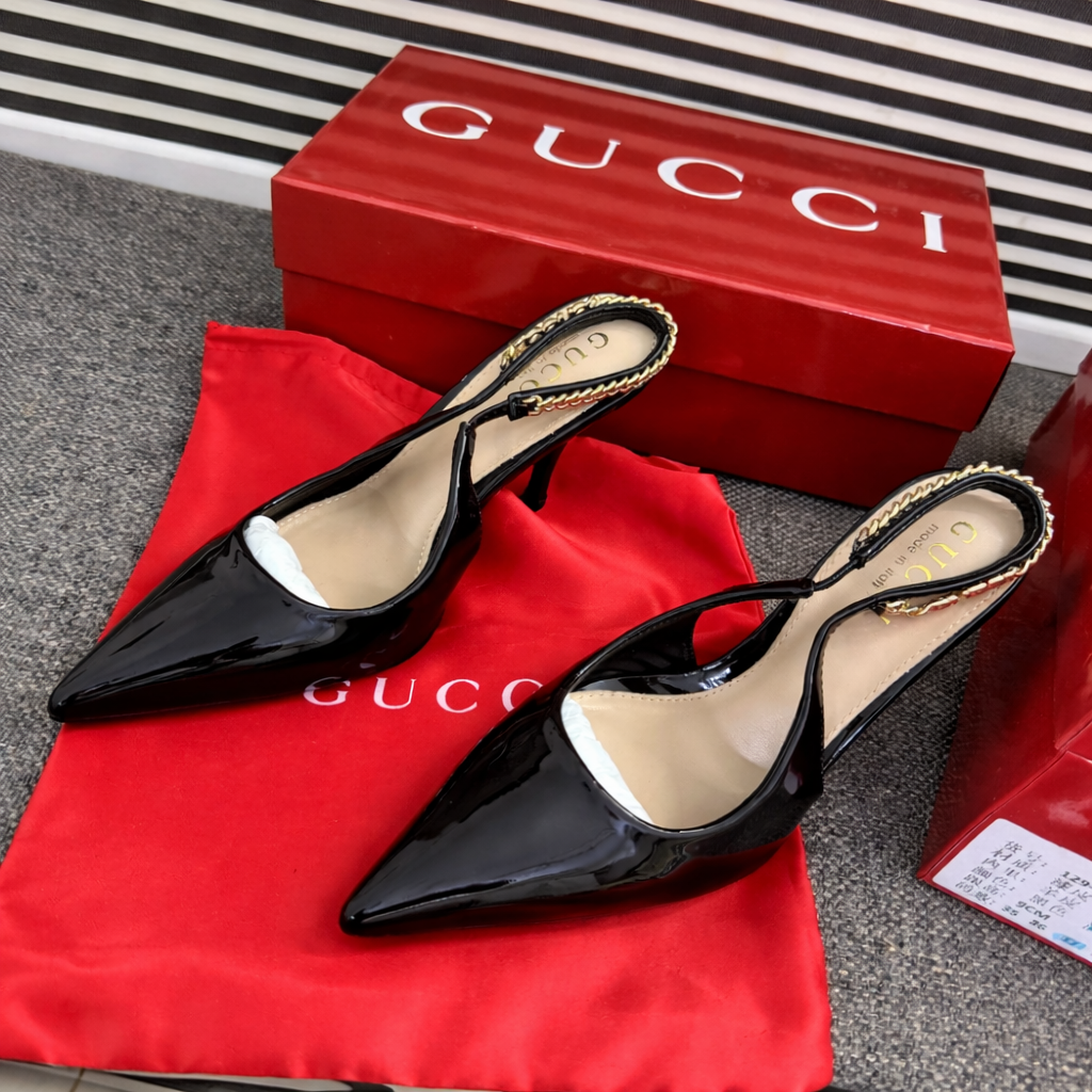 Gucci Logo Chain Heel Sandals