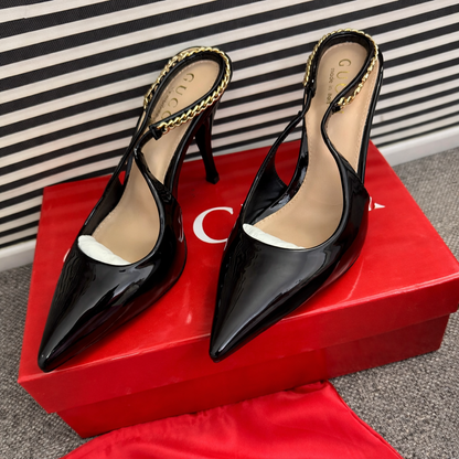 Gucci Logo Chain Heel Sandals