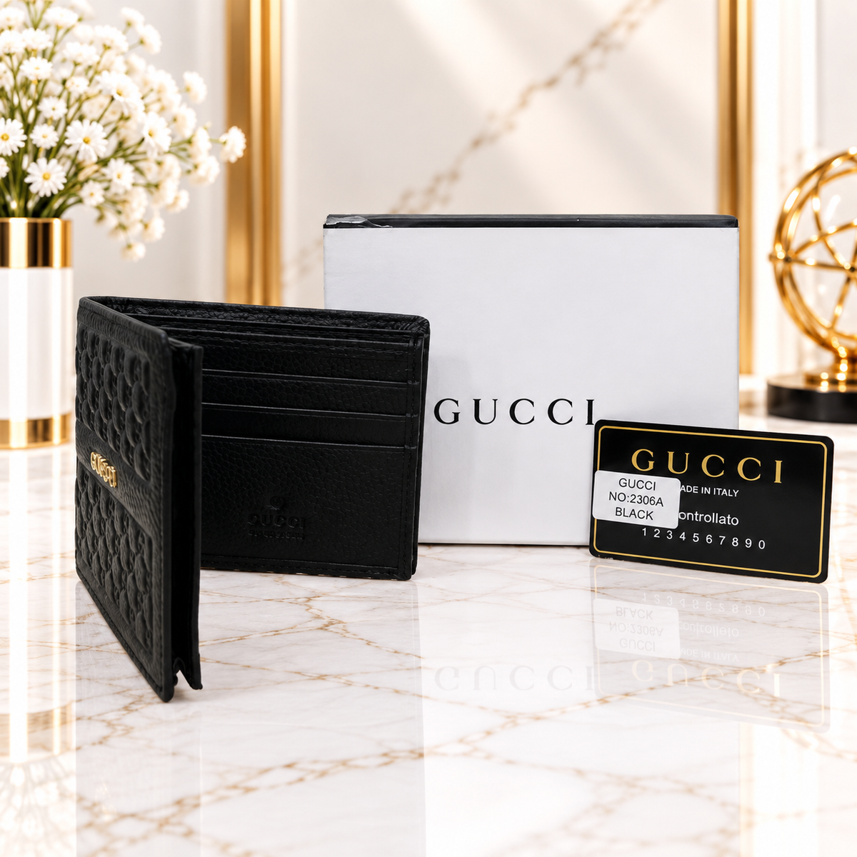 Gucci Micro GG Embossed Bifold Wallet