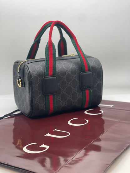 Gu-cci Mini GG Handbag (GG Supreme Canvas – Web Stripe)