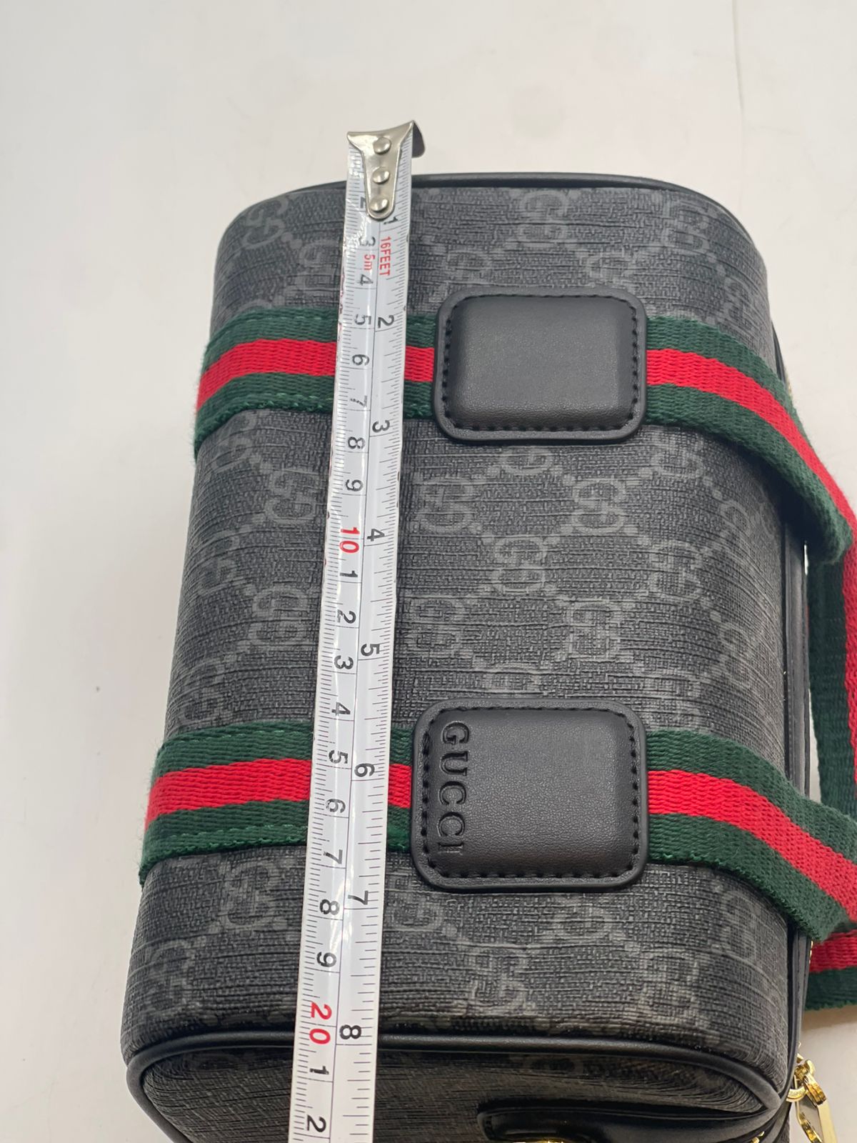 Gu-cci Mini GG Handbag (GG Supreme Canvas – Web Stripe)
