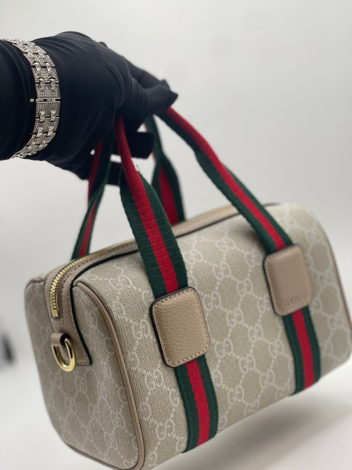 Gu-cci Mini GG Handbag (GG Supreme Canvas – Web Stripe)