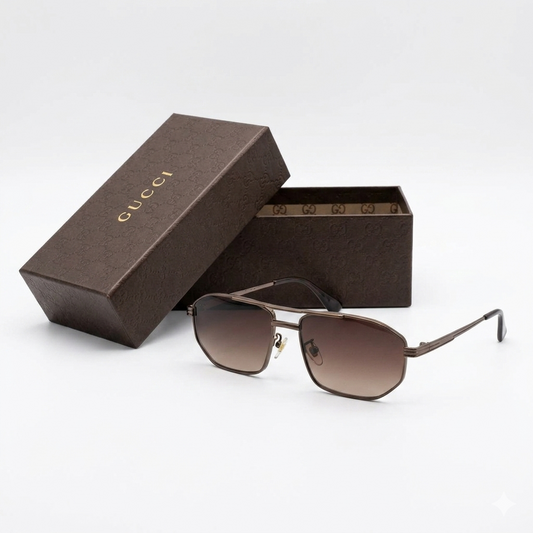 Gucci Modern Rectangular Metal Sunglasses