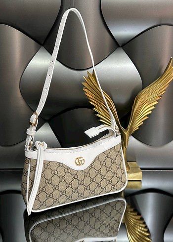 Gucci Ophidia GG Small Shoulder Bag with Leather Trim