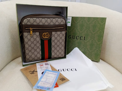 Gu-cci Ophidia GG Supreme Web Stripe Crossbody Messenger Bag