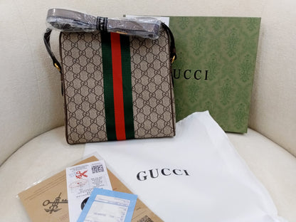 Gu-cci Ophidia GG Supreme Web Stripe Crossbody Messenger Bag