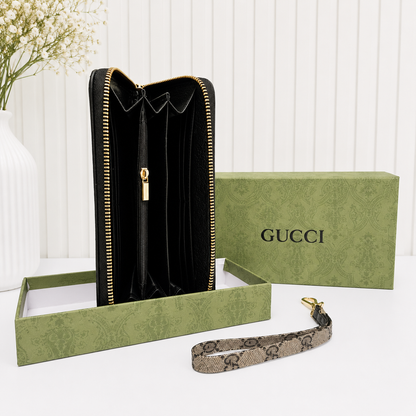 Gucci Ophidia GG Supreme Web Stripe Zip-Around Long Wallet