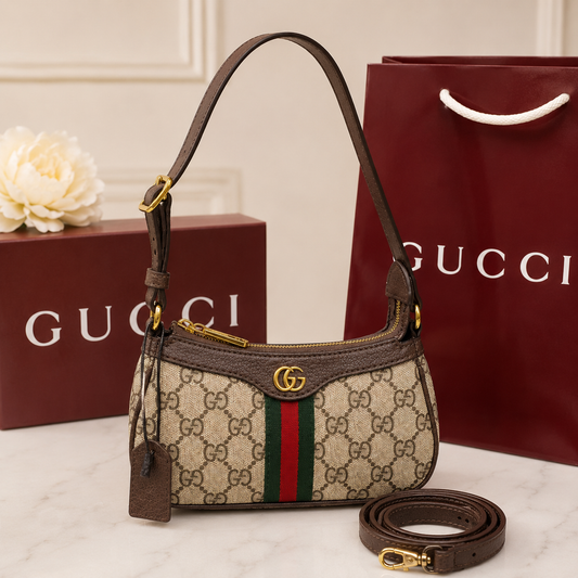 Gucci Ophidia Mini Shoulder Bag with the signature green and red Web stripe