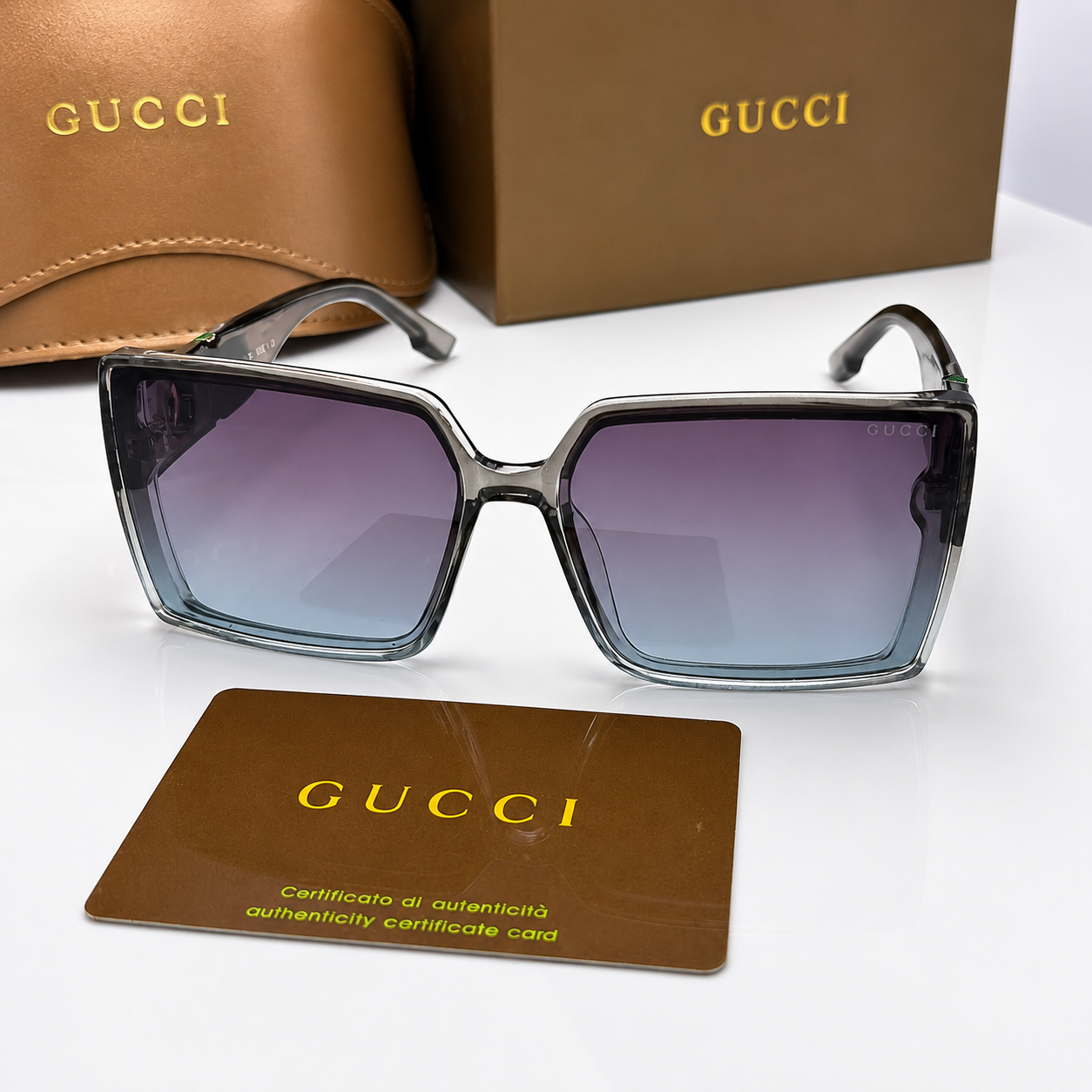 Gucci Oversized Square Sunglasses – Grey Gradient Edition