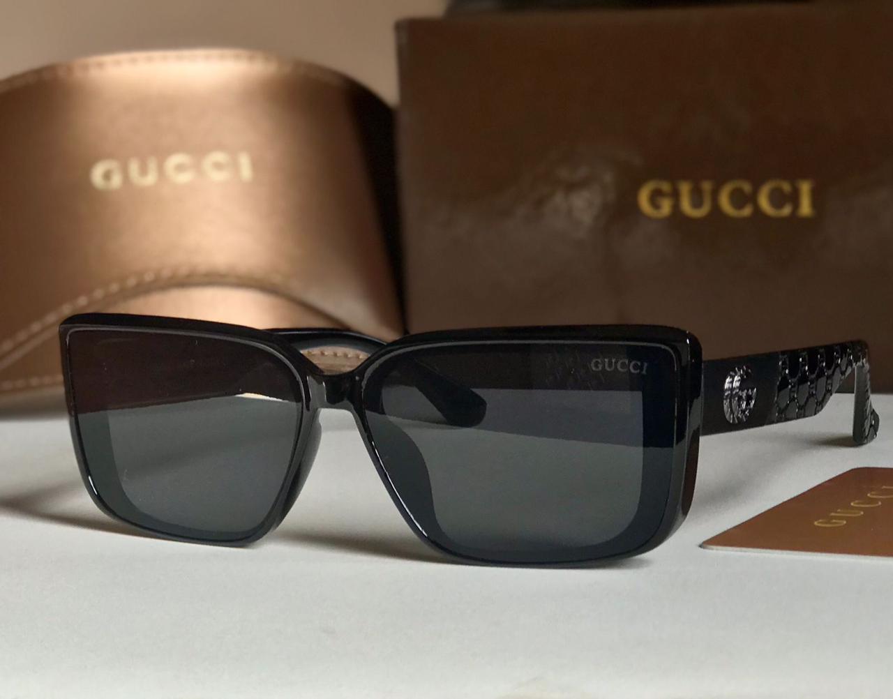Gucci Rectangular Black Acetate Sunglasses