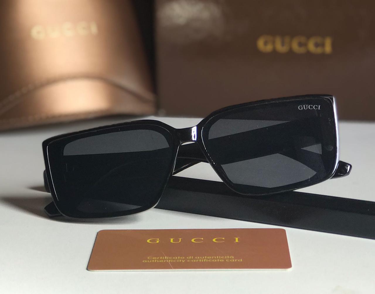 Gucci Rectangular Black Acetate Sunglasses