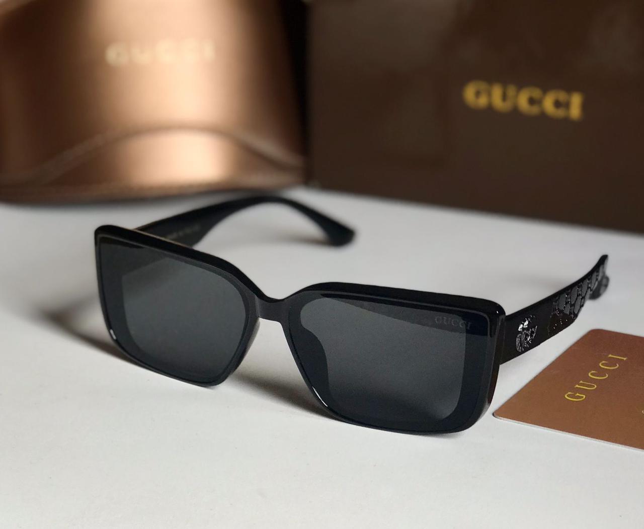 Gucci Rectangular Black Acetate Sunglasses