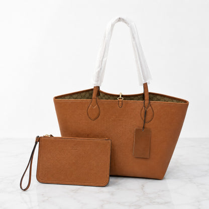 Gucci Reversible Leather Tote Bag with Pouch