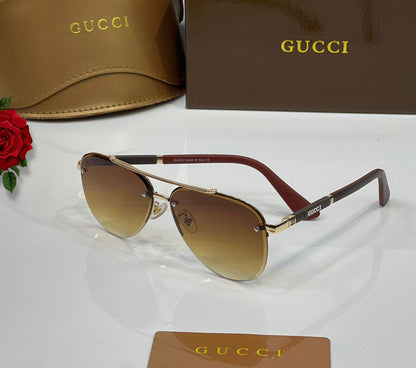Gucci Signature Rimless Gold Aviator Sunglasses