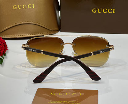 Gucci Signature Rimless Gold Aviator Sunglasses