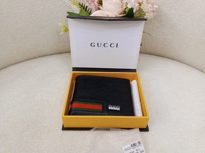 Gucci Signature Stripe Premium Leather Bifold Wallet