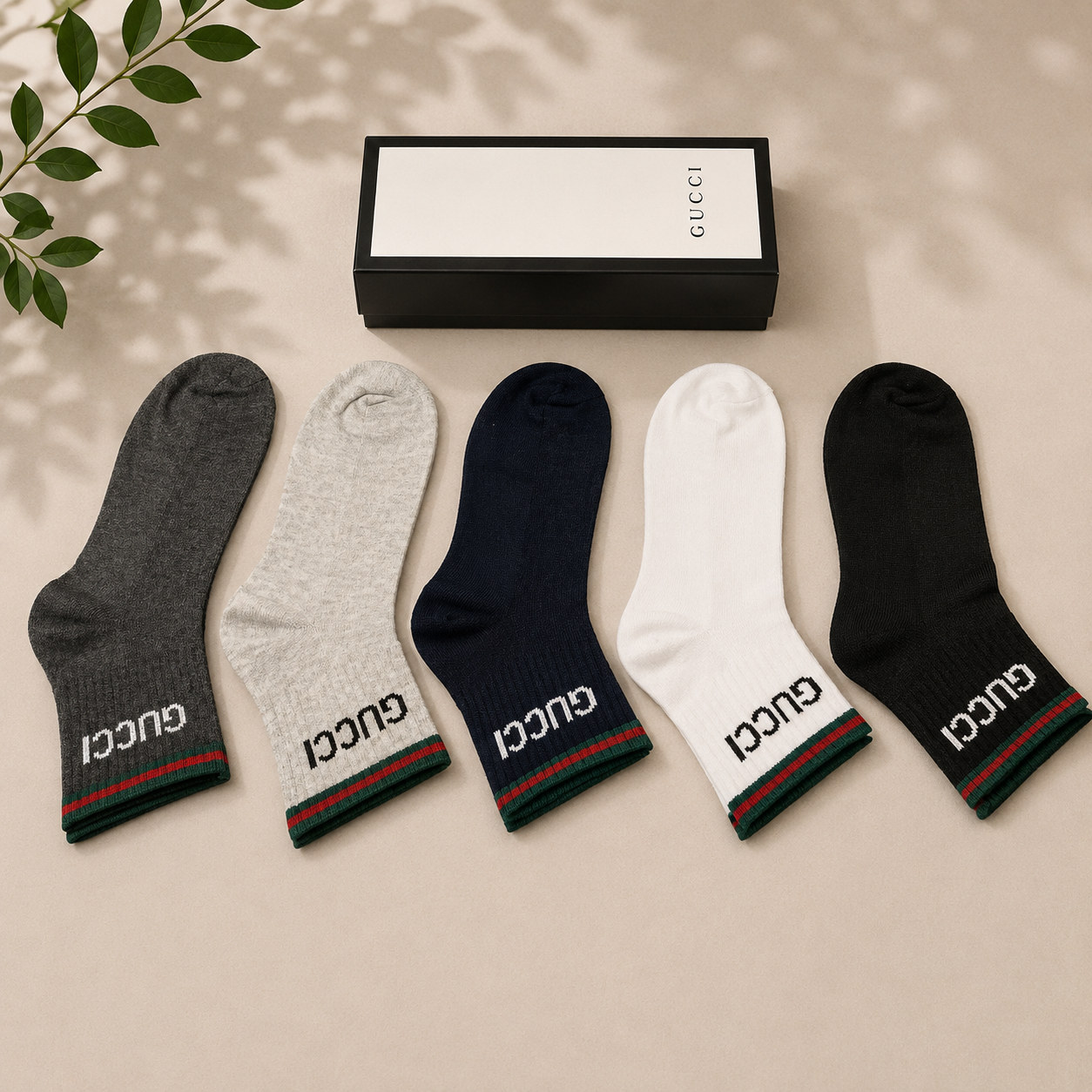 Gucci Web Stripe Logo Premium Crew Socks
