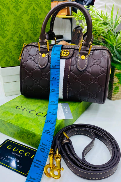 Gucci GG Leather Ophidia Mini Boston Crossbody Bag